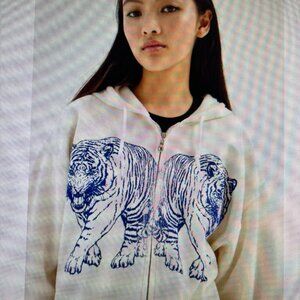 NWT Project Social T Tiger Zip-Up Hoodie Sweatshirt L/XL